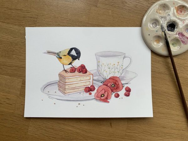 Acuarela original Merienda