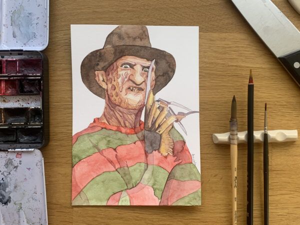 Acuarela Halloween Freddy Krueger